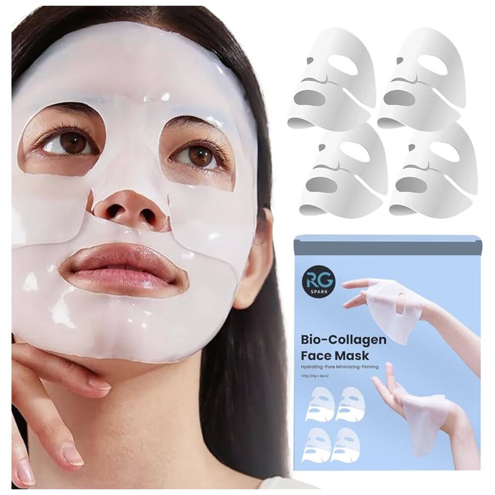 NEW 4 Pack Collagen Face Mask Hydrating Sheet Overnight Mask - Picture 3 of 5